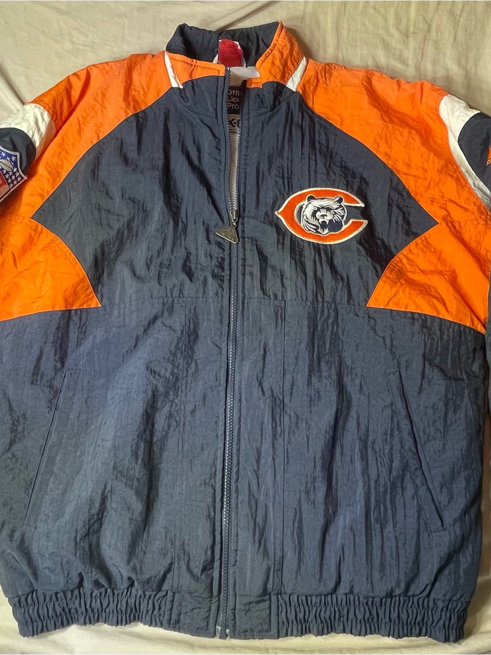 Chicago Bears Apex One NFL Vintage Jacket Blue Orange Full Zip Men’s